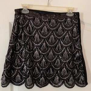 Black Sequin Mini Skirt